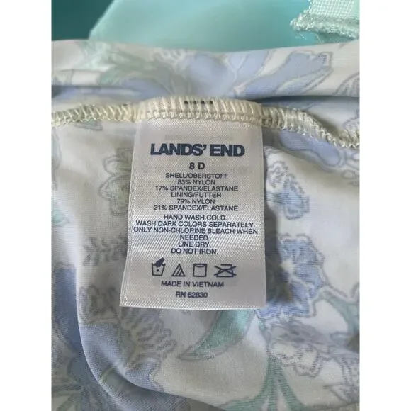 Lands' End Women's Floral Check Tankini Bathing Suit Top 8 D - Picture 12 of 13